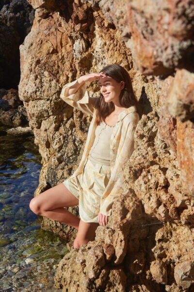 YAYA LIGHT GREEN LINEN BLOUSE