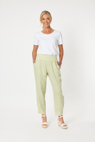 GORDON SMITH SARAH RIB WAIST LINEN PANT