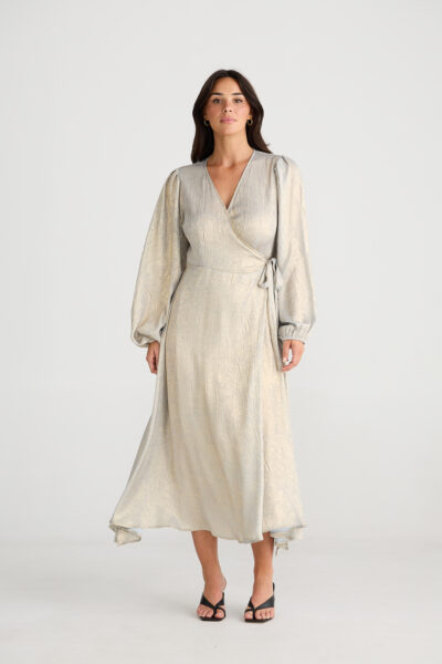 BRAVE AND TRUE JESSICA WRAP DRESS - CHAMPAGNE