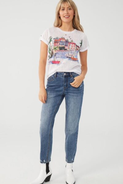 FDJ SMOOTH PRINT SCOOP NECK