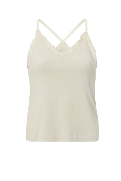 YAYA RIB SINGLET WITH WOVEN DETAILS