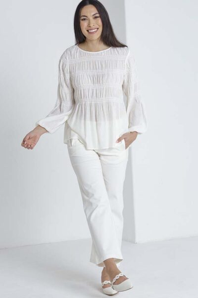 SIROCCO CREAM PLEATED TOP