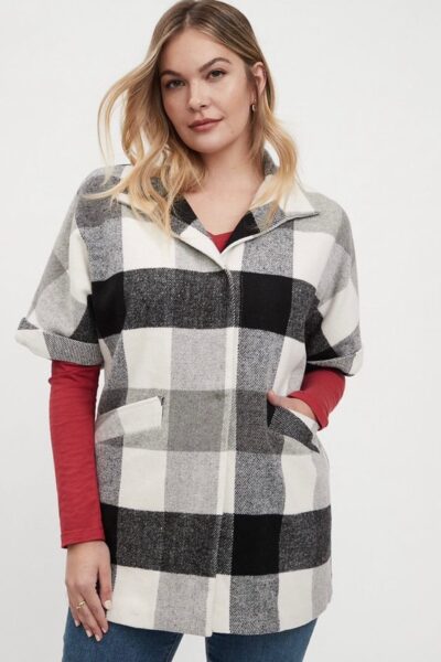 FDJ PLAID WOOL SLEEVELESS COAT