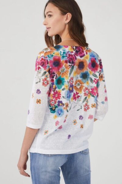 FDJ BOATNECK BOTANICAL PRINT TOP