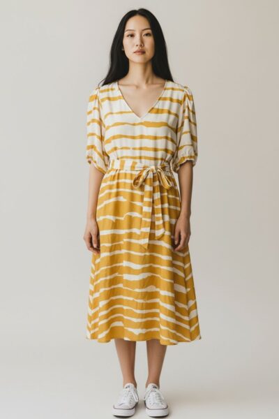 SIROCCO NICKEL WAVE STRIPE DRESS