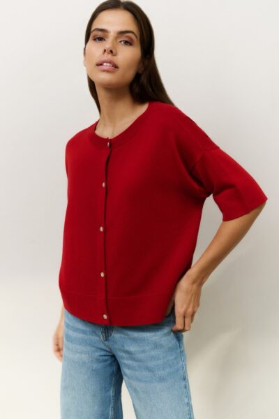 YAYA RED KNITTED TOP