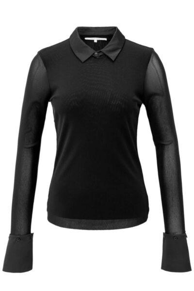 YAYA MESH TOP WITH REMOVABLE CUFFS AND COLLAR