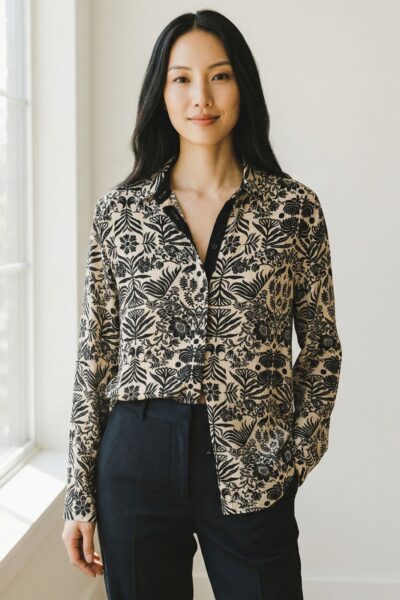 YAYA SAND PRINTED BLOUSE