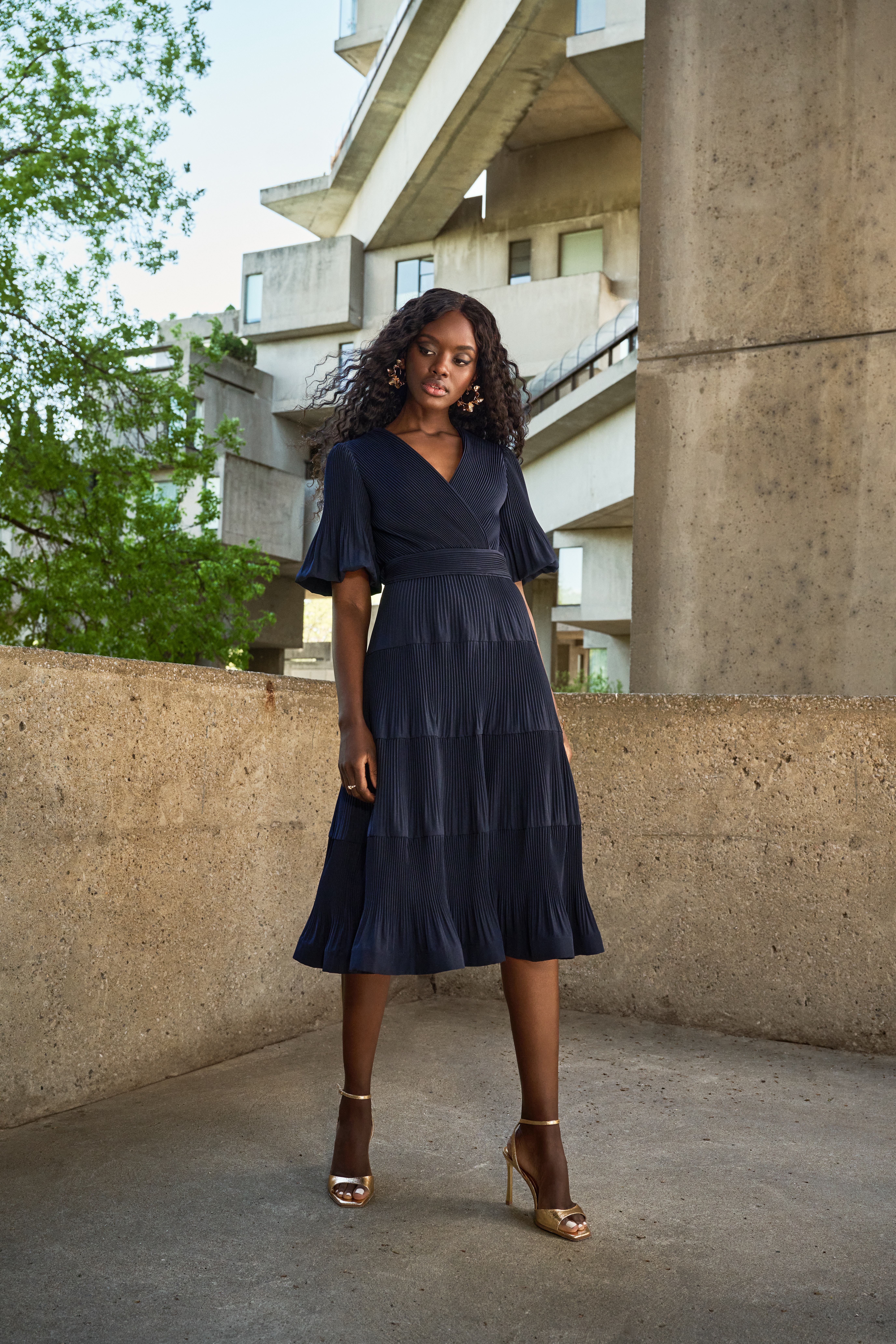 JOSEPH RIBKOFF BLUE STRUCTURED DRESS