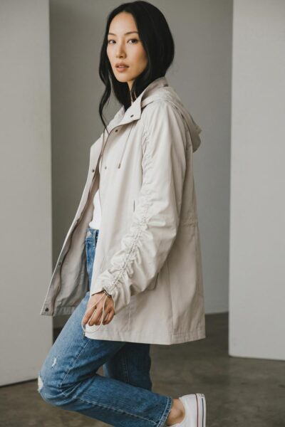 YARRA TRAIL SHOWERPROOF RUCHED SLEEVE JACKET