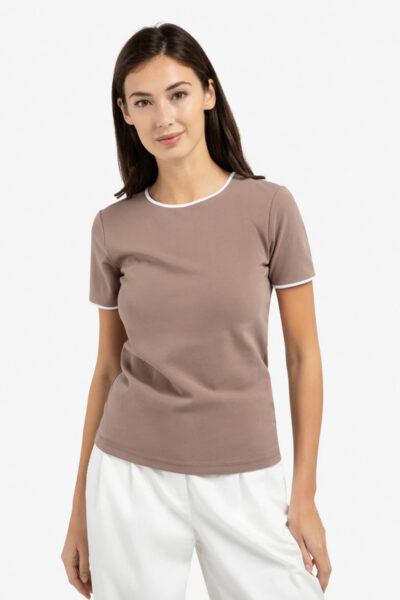 YAYA T-SHIRT WITH CONTRAST BINDING