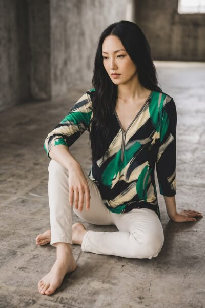JOSEPH RIBKOFF GREEN ABSTRACT TOP